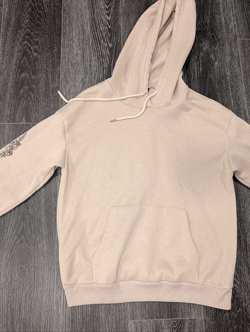 ROMWE Pale Beige Hooded Pullover Sweatshirt